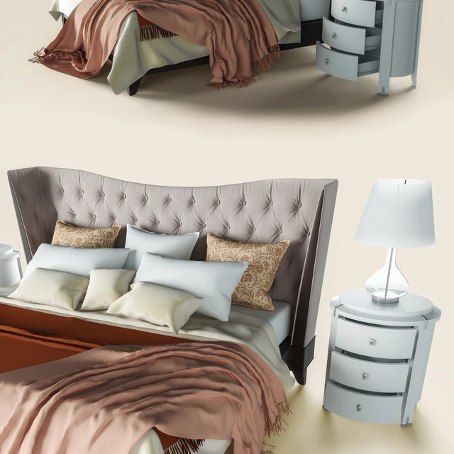 Bed with bedside tables Fratelli Barri Mestre — Descargar