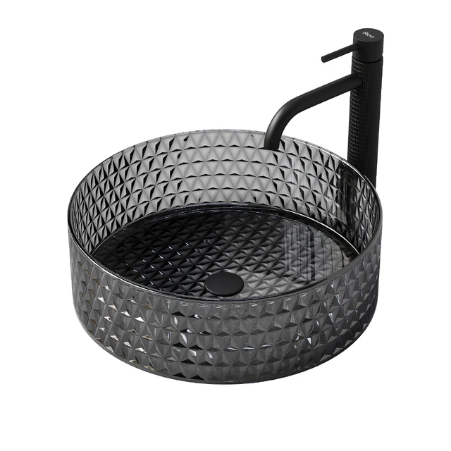 Раковина REA Cristal black со смесителем Gusto One — Скачать