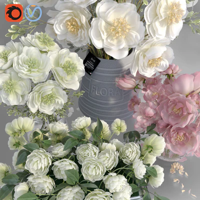 White and Pink tone Peonies Vases — Вид 3