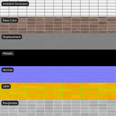 stacked painted brick wall texture brown — View 5