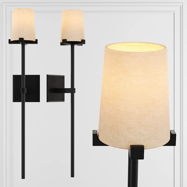Restoration Hardware PAUILLAC TORCHE SCONCE Fabric shade and Black — Descargar
