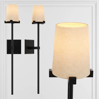 Restoration Hardware PAUILLAC TORCHE SCONCE Fabric shade and Black — Ver 3
