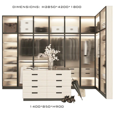 Corner wardrobe with island — Ver 1