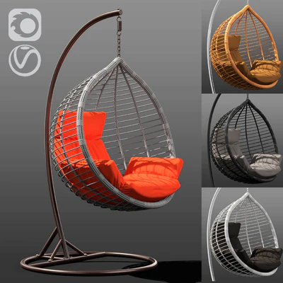 Suspended wicker chair rocking Acapulco in 4 colors — Ver 1