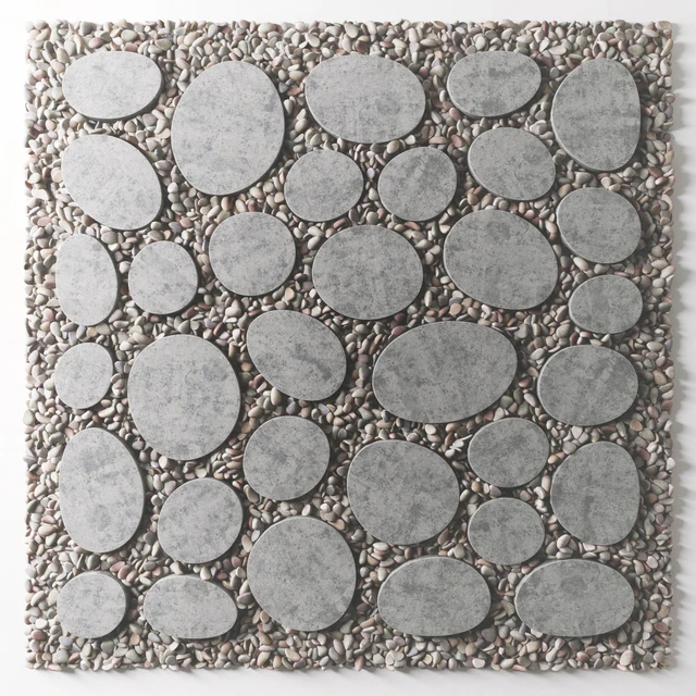 Tile square oval pebble n1 / Square oval slabs with pebbles — Descargar