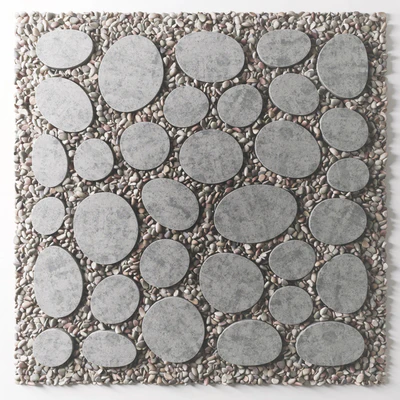 Tile square oval pebble n1 / Square oval slabs with pebbles — Ver 5