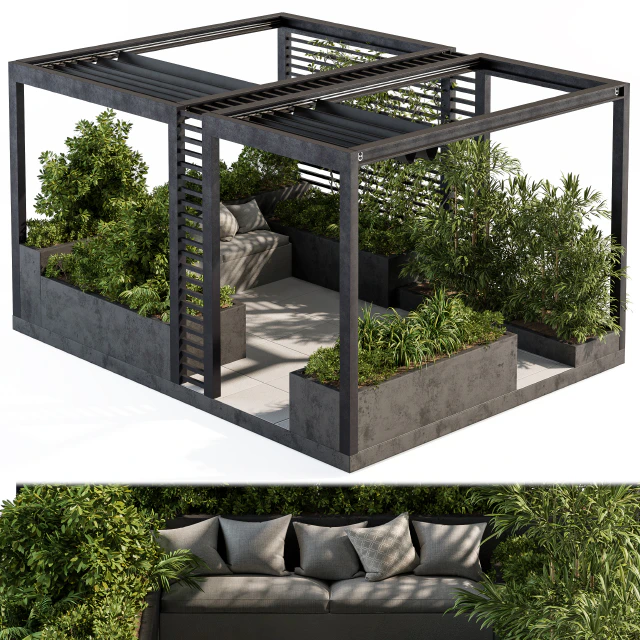 Roof Garden and Landscape Furniture with Pergola - Set 38 — Скачать