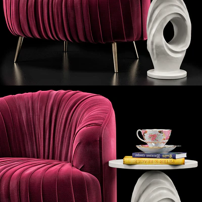 Opal Accent Chair, Papier Mache Wave Side Table — Вид 3