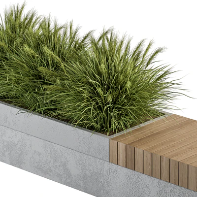 Urban Furniture / Architecture Bench with Plants- Set 12 — Ver 4