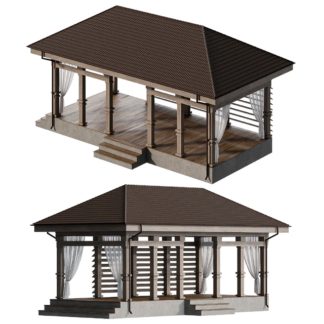Gazebo with curtains — Descargar