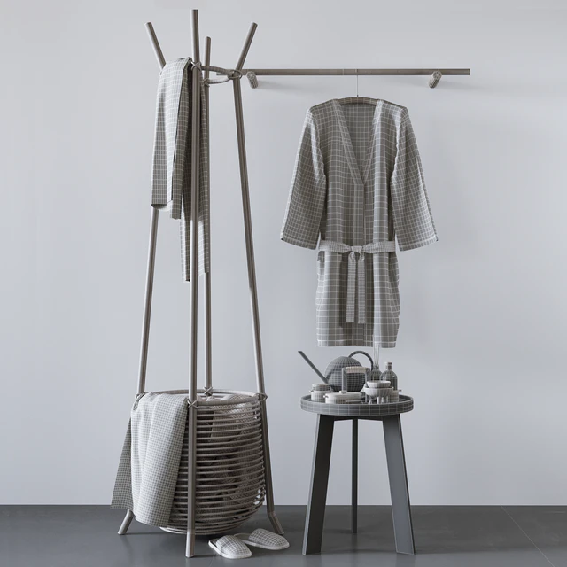Set with basket, bathrobe and bathroom accessories — Descargar