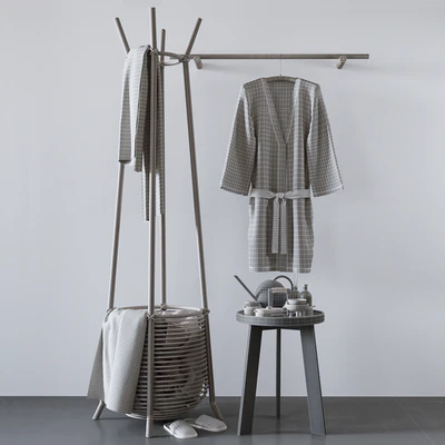 Set with basket, bathrobe and bathroom accessories — Ver 4