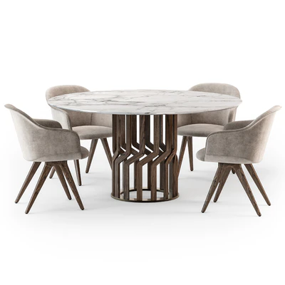 Potocco Intreccio table Lyz wood armchair — Ver 3