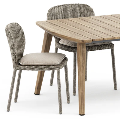 Strada armchair and side chair by Janus et Cie and Fynn Dining Outdoor table by Minotti — Ver 2