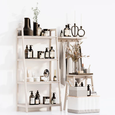 Bathroom accessories 3 bathroom decors, decorative set beige gray — Ver 3