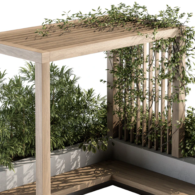 Roof Garden and Landscape Furniture with Pergola 04 — Скачать
