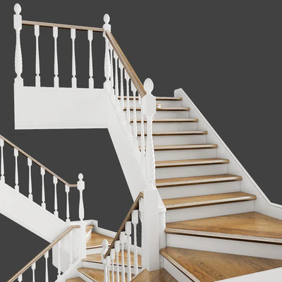 Classic two-march staircase with staggered steps — Ver 2