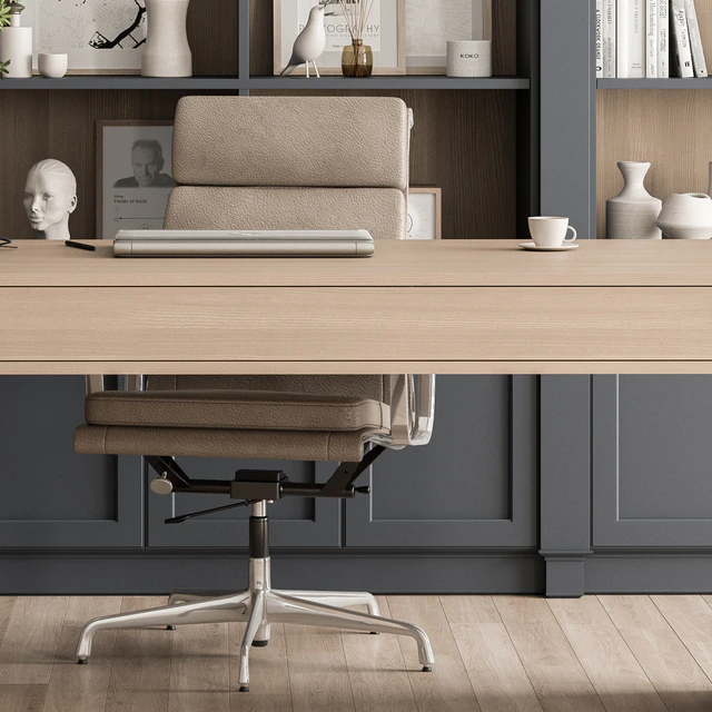 Classic Boss Desk and Library Set - Office Furniture 283 — Скачать