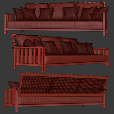 Three-seater garden sofa / Трехместный деревянный диван — Вид 3