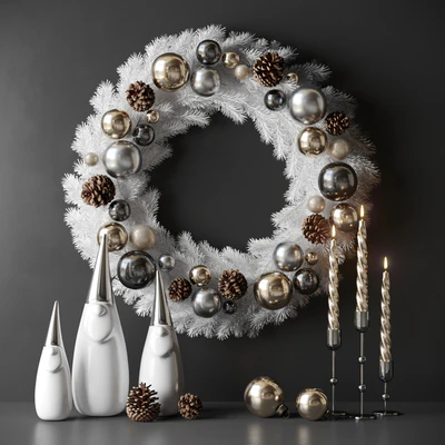 Christmas decor with candles and wreath — Ver 1