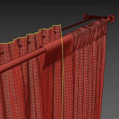 yellow Curtains with metal curtain rod 07 — Ver 4