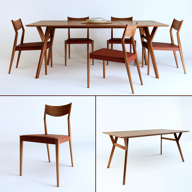 Tate Leather Dining Chair + Mid-century dining table — Descargar