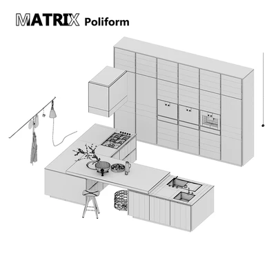 Кухня Poliform Varenna Matrix (vray GGX, corona PBR) — Вид 3