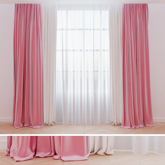Curtains pink | Розовые бархатные шторы — Скачать