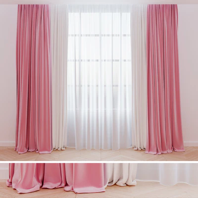 Curtains pink | Розовые бархатные шторы — Вид 1