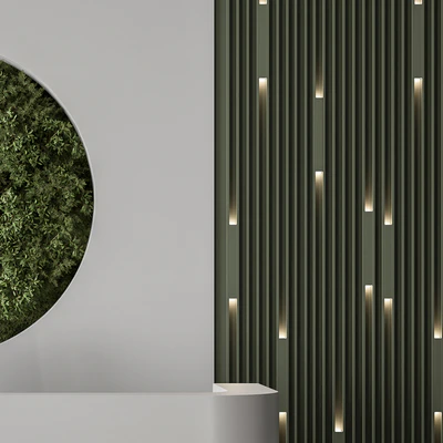Reception Desk and Wall Decor with vertical Garden - Office Set 312 — Ver 3