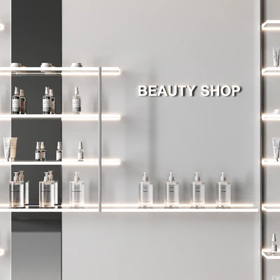 Glowing shelves for a cosmetics store — Ver 4