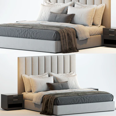 RH Modena Vertical Channel Panel Fabric Platform Bed — Вид 1