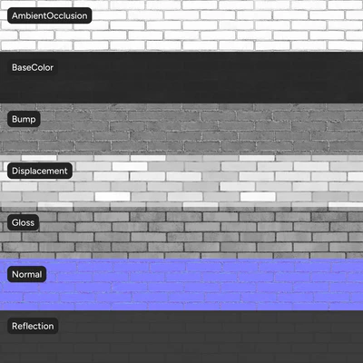 glossy painted running bond bond brick wall texture black — Вид 4