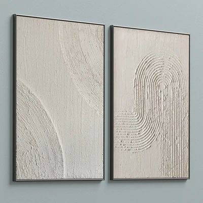 Mid-Century Beige Textural Plaster Wall Art C-454 — Ver 5