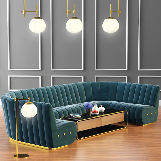 Sophia Long Sofa & Launter Table With Parquet — Descargar