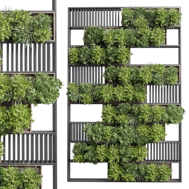 plants set partition in wooden frame - Vertical graden wall decor box 35 — Скачать