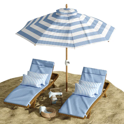 Beach umbrella and chaise longue set 2 — Вид 6
