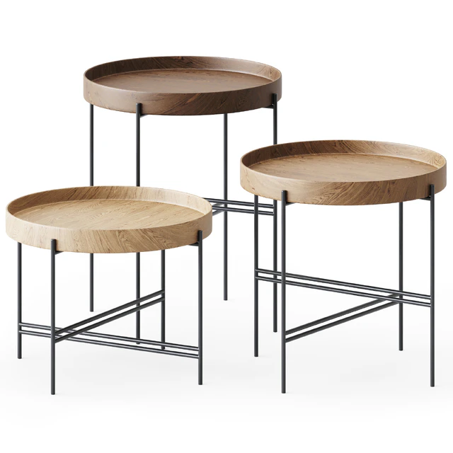Wooden Round SideTables Tray by Potocco / Журнальный столик — Скачать