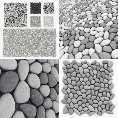 Panel pebble smooth Tile Bathroom n2 / Pebble panel for bathroom n2 — Ver 4