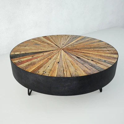 Salvaged Round Pinwheel Coffee Table — Ver 3