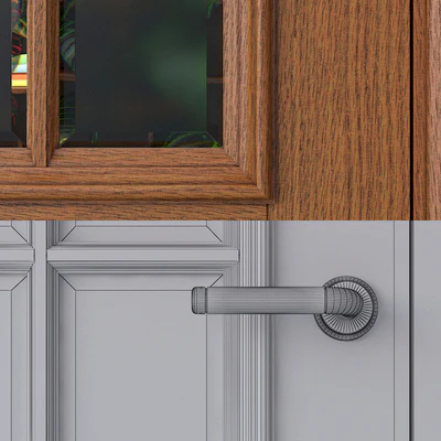 Classic paneled door with glazing — Ver 3