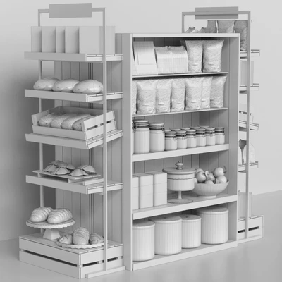 Shelf in a supermarket with products, spices and pastries — Ver 2