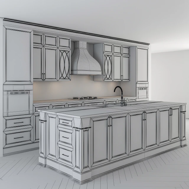 Kitchen Neo Classic with island — Скачать