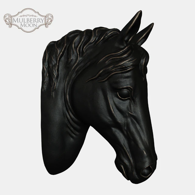 Large Black Horse Head Wall Sculpture — Descargar