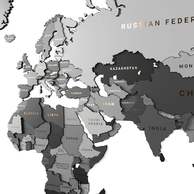 Wooden panel - world map GRAY — Descargar