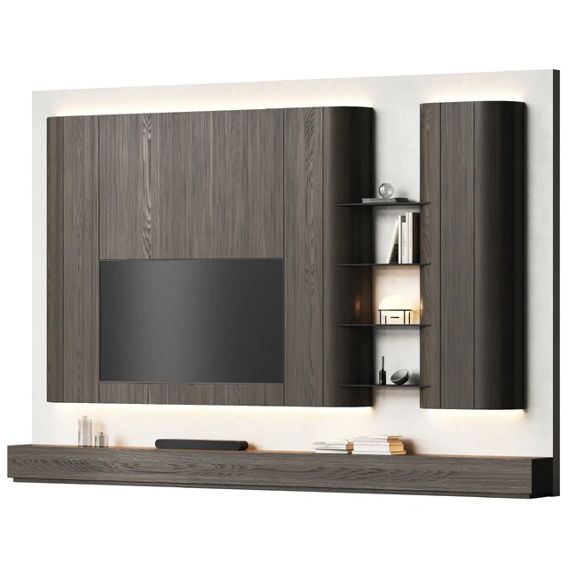 TV wall with furniture with rounded corners — Скачать
