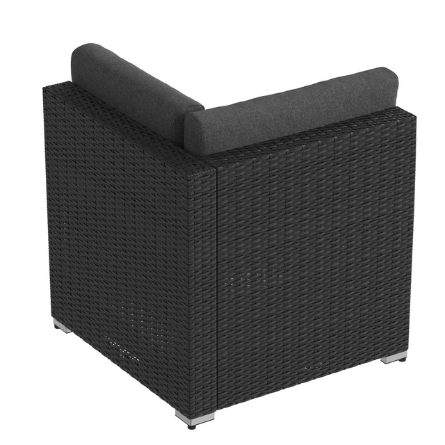 Black corner chair (wicker outdoor furniture) 02 — Descargar