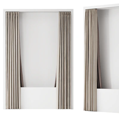 Double bath curtain on ceiling cornice — Ver 4
