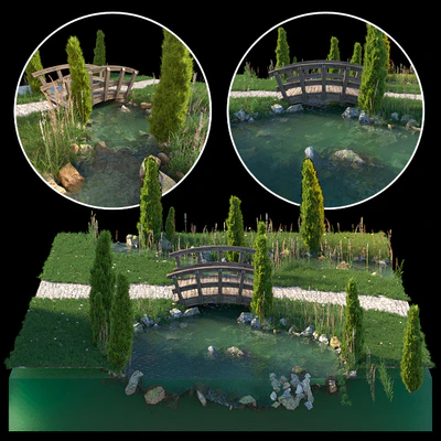 Stream and wooden bridge — Ver 1