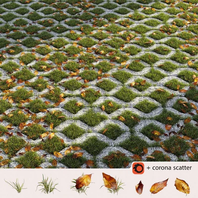 Grass in the square brick — скачать